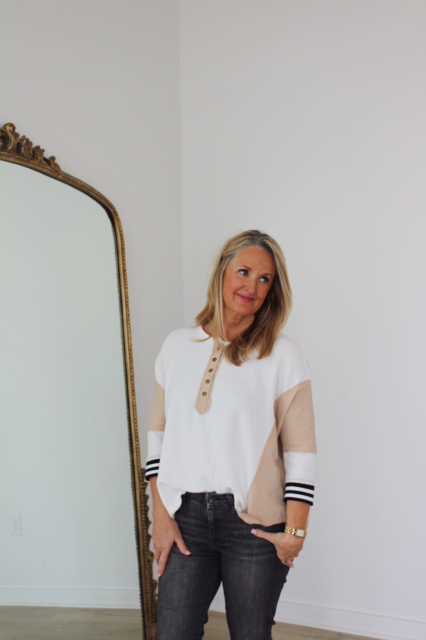 Take Me Out Tee - casual , striped sleeves